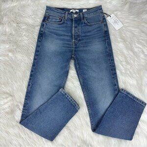 Re/Done Women's NWT 90s High Rise Ankle Crop Regal Dark Crystal Jeans W26-27/L27